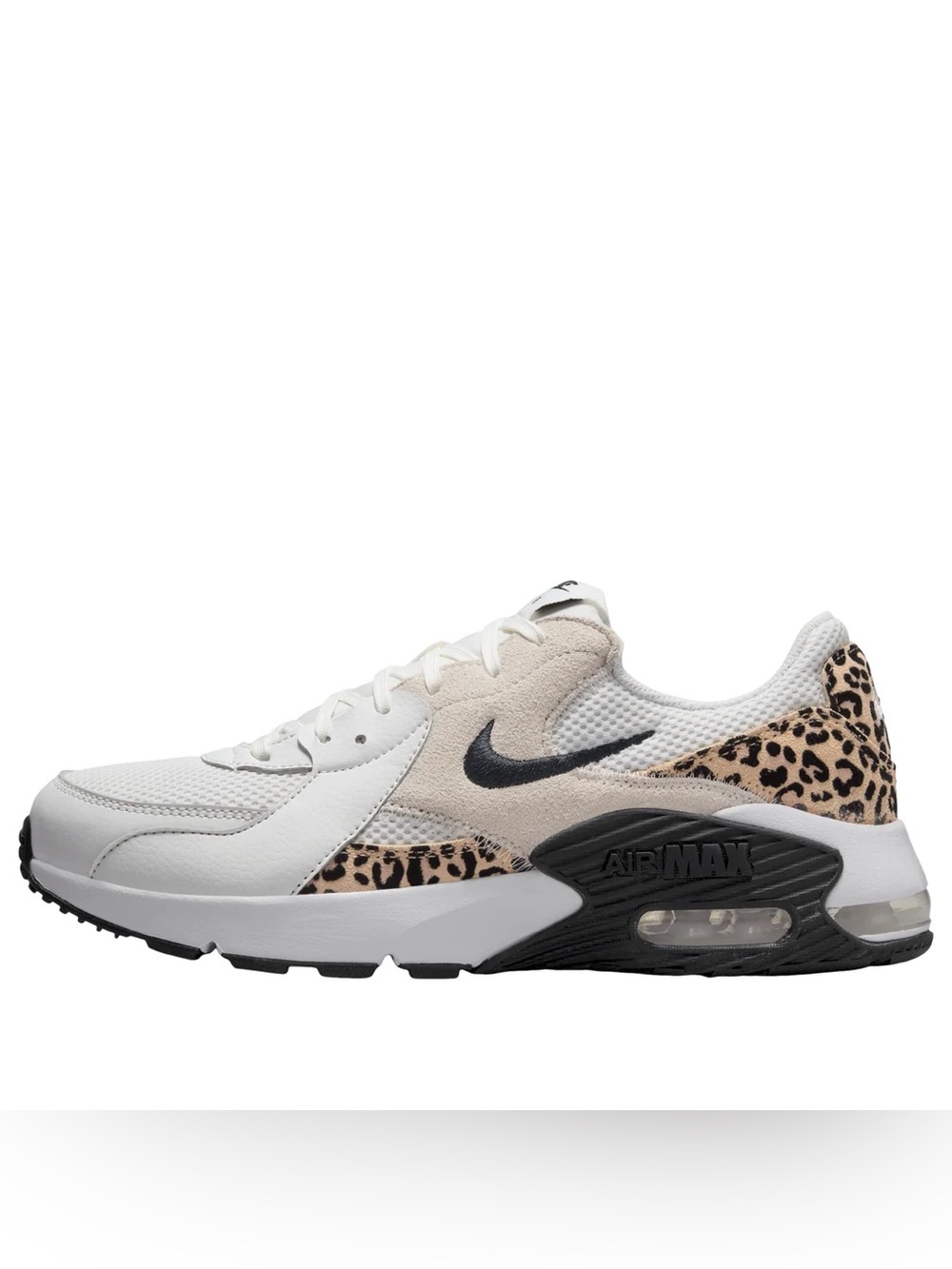 Nike Air Max Excee White with Leopard Print Sneakers • Size 7.5